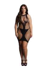 Le Désir by Shots High Neck Net Contrast Mini Dress - Plus Size