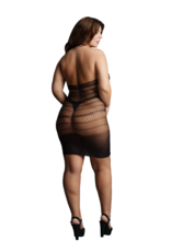 Le Désir by Shots High Lace Neck Net Mini Dress - Plus Size