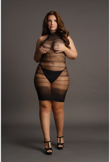 Le Désir by Shots High Lace Neck Net Mini Dress - Plus Size