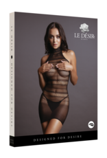 Le Désir by Shots High Lace Neck Net Mini Dress - One Size