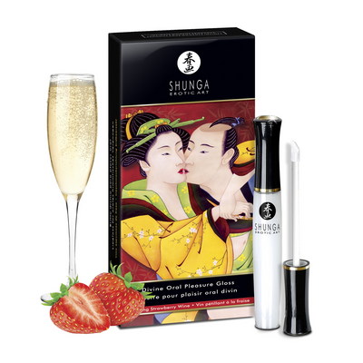 Image of Shunga Divine Oral Lipgloss - Strawberry Sparkling Wine - 0.33 fl oz / 10 ml 