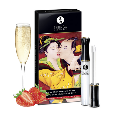 Shunga Divine Oral Lipgloss - Strawberry Sparkling Wine - 0.33 fl oz / 10 ml