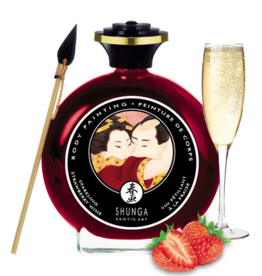 Shunga Eetbare Lichaamsverf - Aardbei Mousserende Wijn - 3,5 fl oz / 100 ml