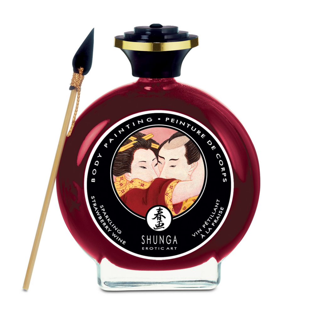 Shunga Eetbare Lichaamsverf - Aardbei Mousserende Wijn - 3,5 fl oz / 100 ml