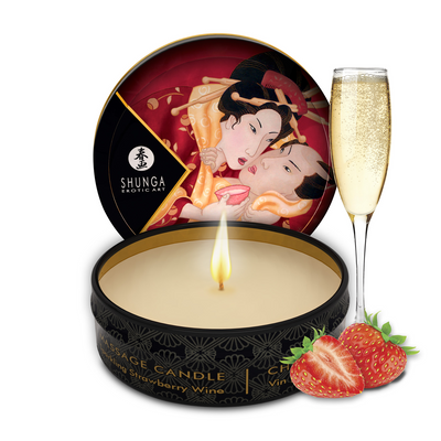 Image of Shunga Mini Massage Candle - Strawberry Sparkling Wine - 1 oz / 30 ml