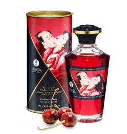 Shunga Aphrodisia Oil - Blazing Cherry - 3.5 fl oz / 100 ml