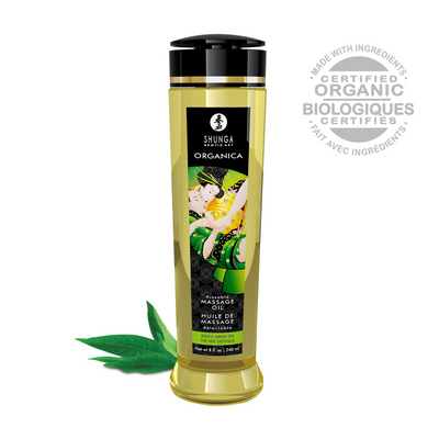 Image of Shunga Organica Massage Oil - Green tea - 8 fl oz / 240 ml