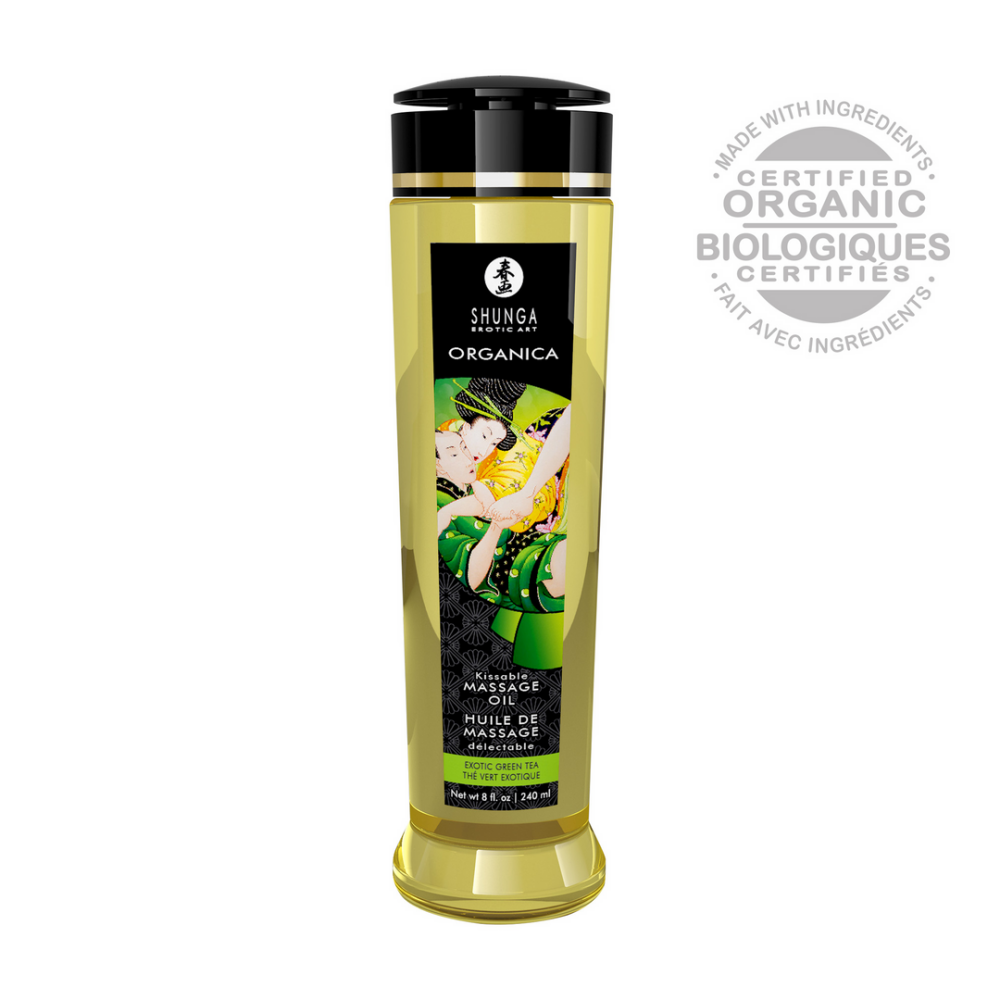 Shunga Organica Massage Oil - Green tea - 8 fl oz / 240 ml