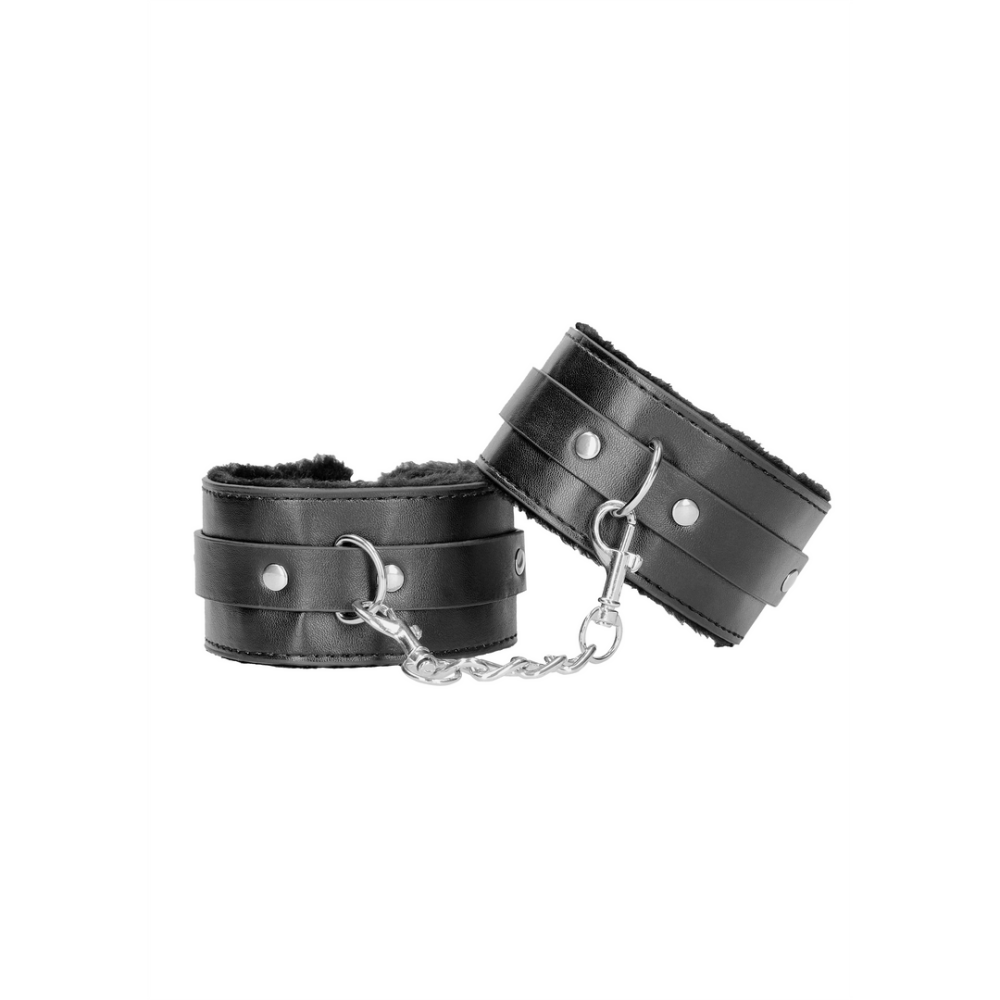 Ouch! by Shots Plush Bonded Leather Ankle Cuffs