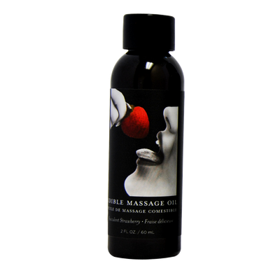 Image of Earthly body Strawberry Edible Massage Oil - 2 fl oz / 60 ml
