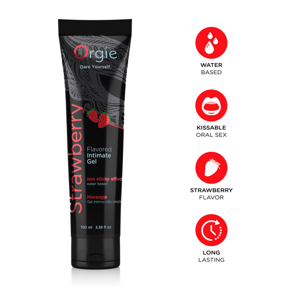 Orgie Lube Tube Strawberry - Waterbased Lubricant - 3 fl oz / 100 ml
