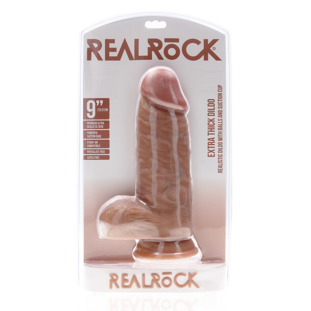 RealRock by Shots Extra Thick Straight with Balls 9 / 23 cm - Tan