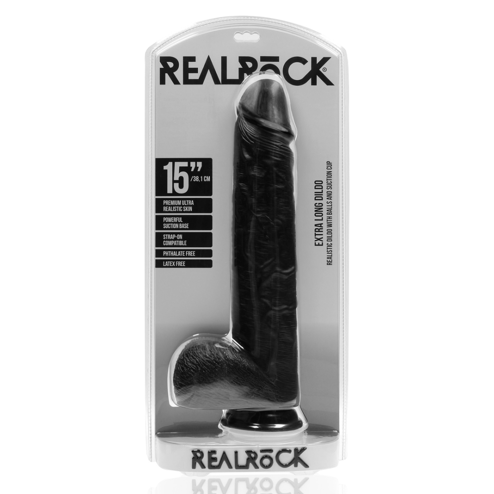 RealRock by Shots Extra Large Straight with Balls 15 / 38 cm - Black