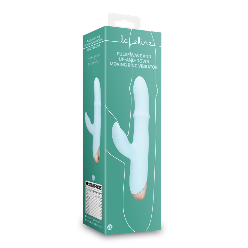 Loveline by Shots Pulse Wave en Op-en-Neer Beweegbare Ring Vibrator - Arctic Blue