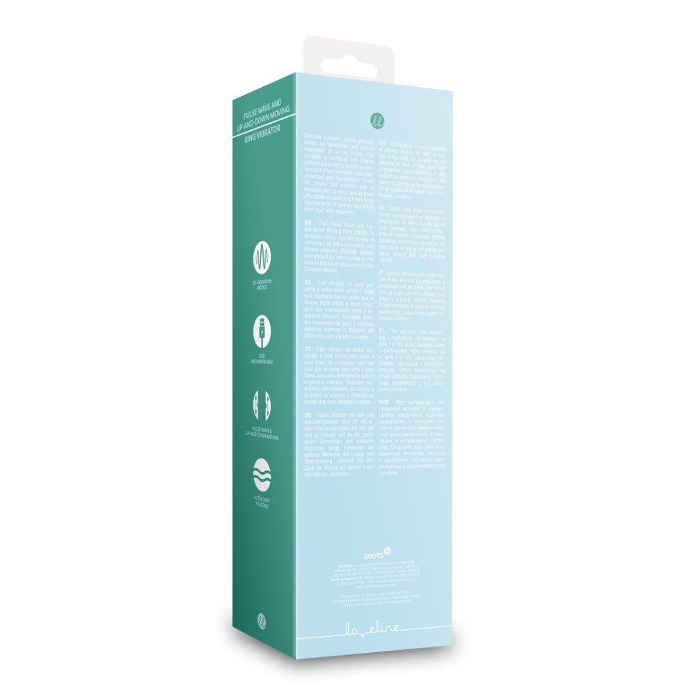 Loveline by Shots Pulse Wave en Op-en-Neer Beweegbare Ring Vibrator - Arctic Blue