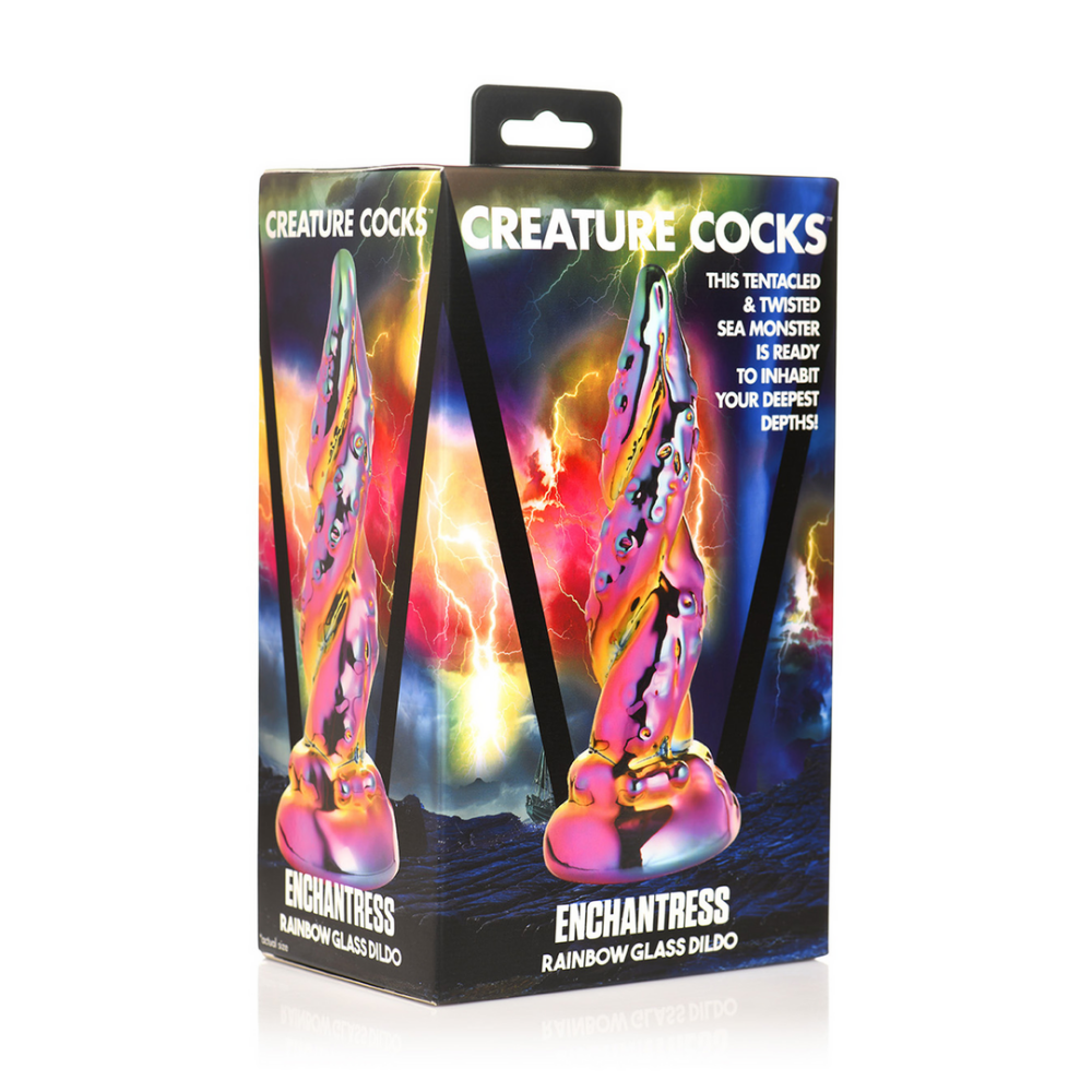 XR Brands Enchantress - Rainbow Glass Dildo