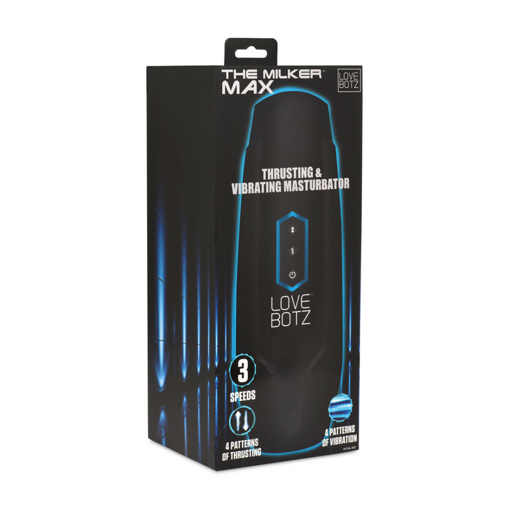 XR Brands The Milker Max - 14X Thrusting and Vibrating Masturbator - Black