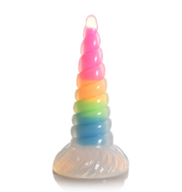 XR Brands UniGlow - Glow-in-the-Dark Rainbow Silicone Dildo