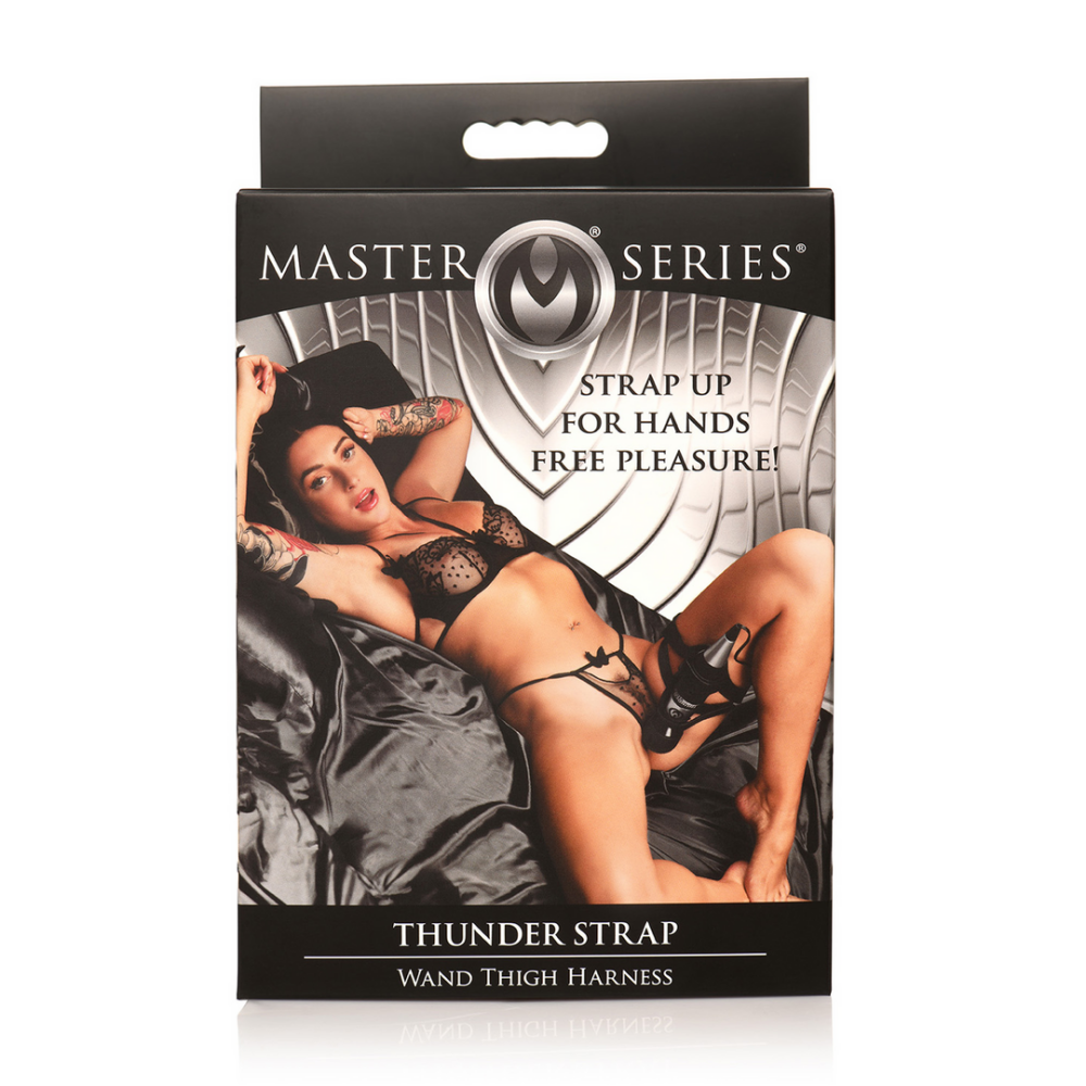 XR Brands Thunder Strap - Wand Thigh Harness - Zwart
