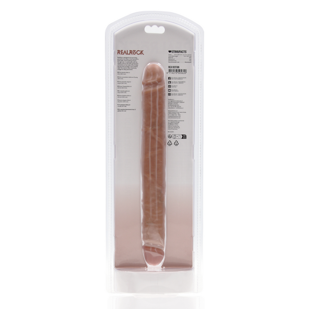 RealRock by Shots Slim Double Ended Dong 12 / 30,5 cm - Tan