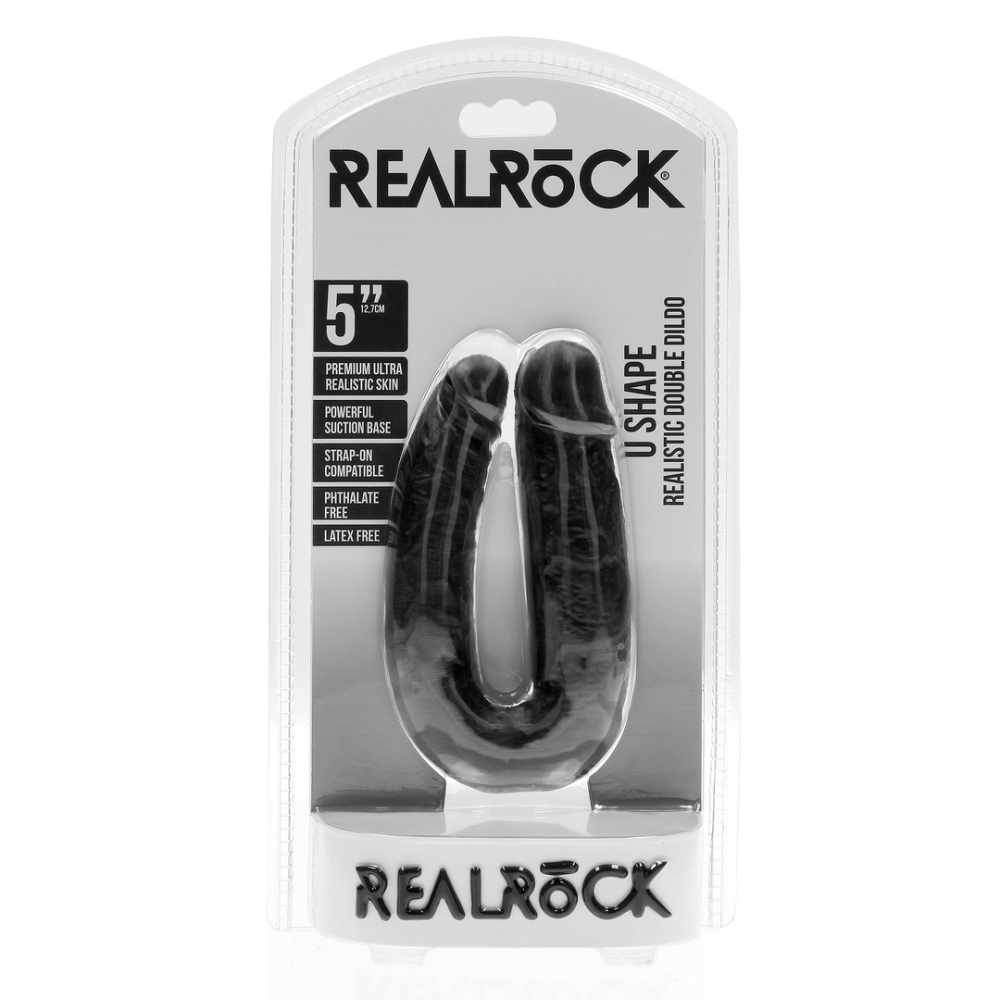 RealRock by Shots U Shaped Double Dildo 5 / 12,7 cm - Black