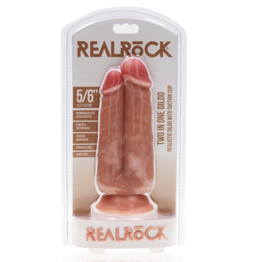 RealRock by Shots Two in One Dildo 5/6 - 12,7/15,2 cm - Flesh