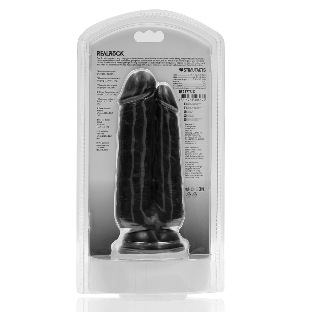 RealRock by Shots Two in One Dildo 5/6 - 12,7/15,2 cm - Black