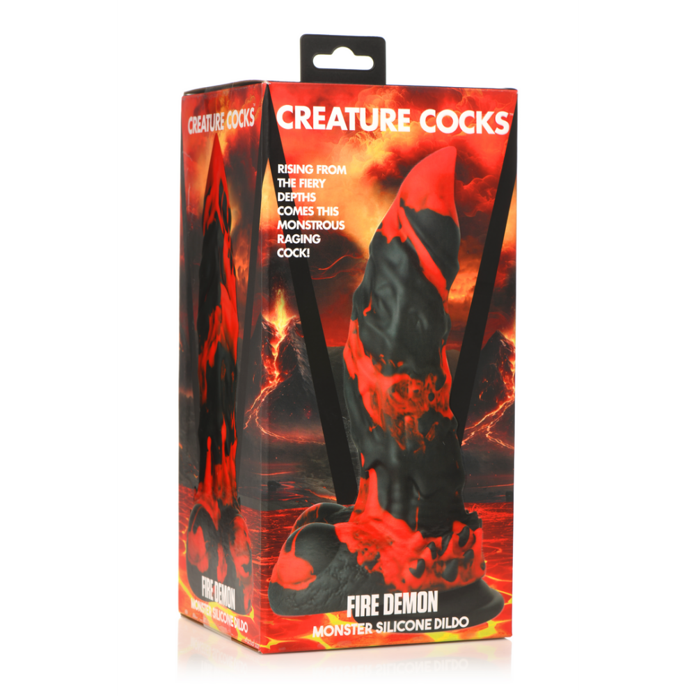 XR Brands Fire Demon - Monster Silicone Dildo - Red/Black