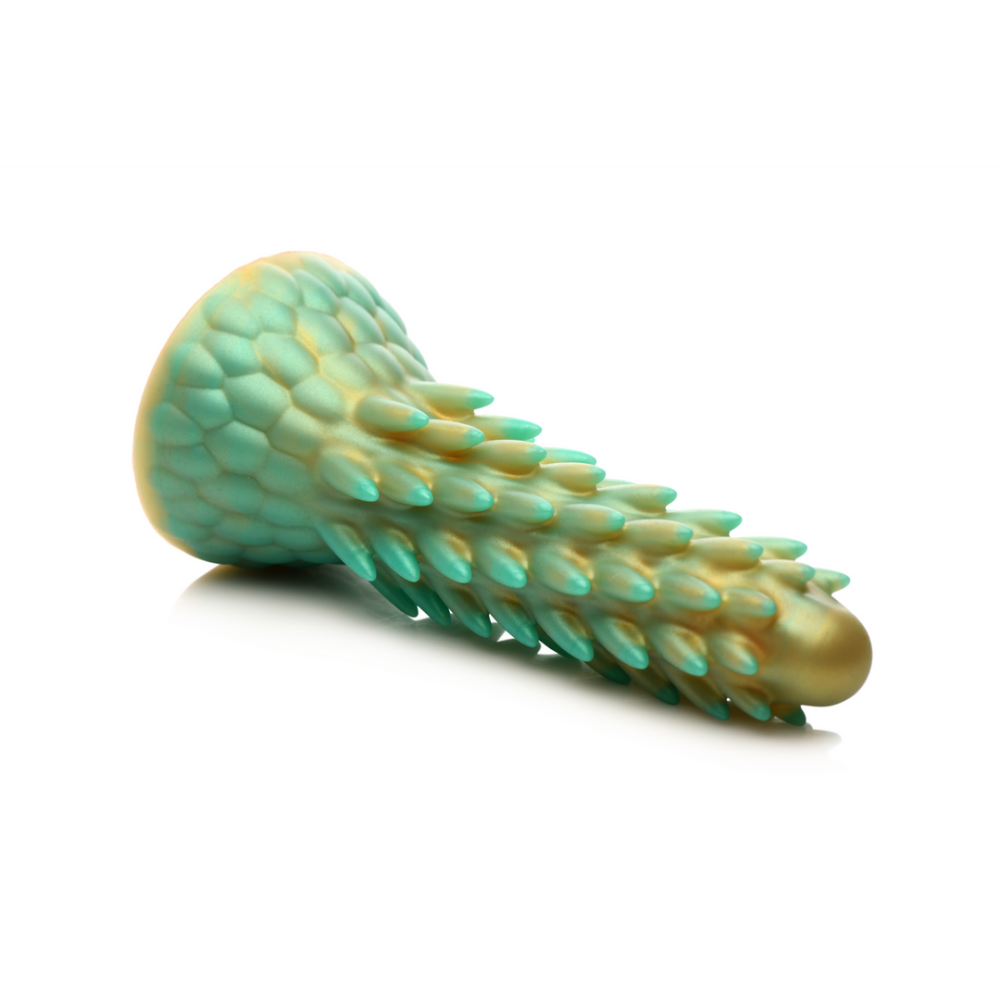 XR Brands Stegosaurus - Spiky Reptile Silicone Dildo - Green