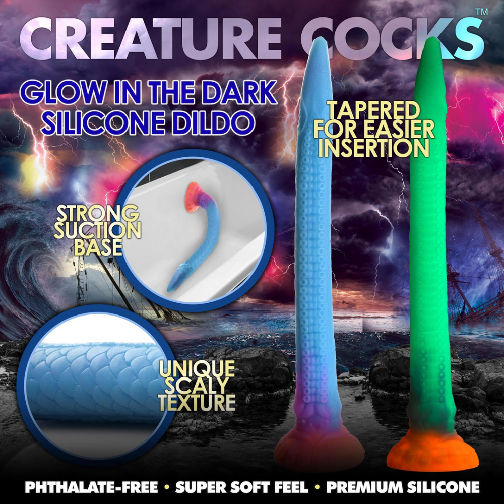 XR Brands Makara - Glow in the Dark - Silicone Snake Dildo