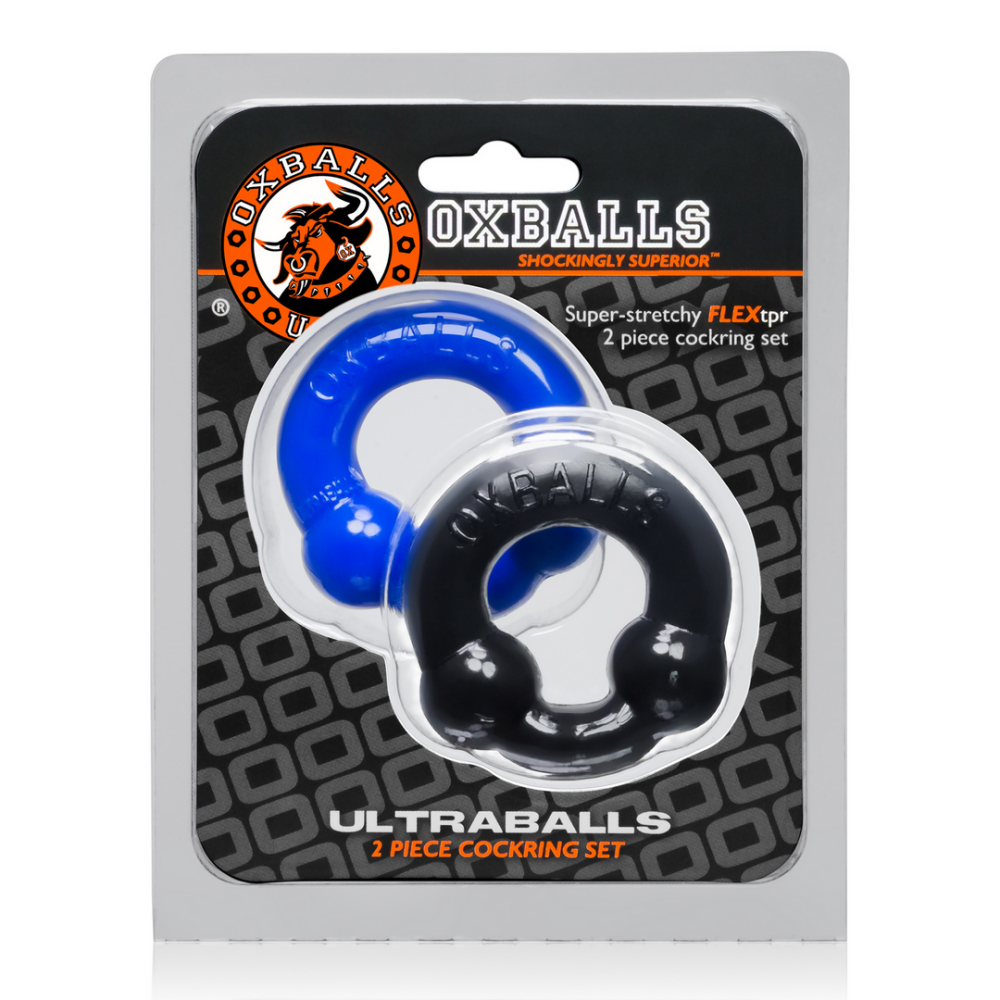 Oxballs Ultraballs - 2-pack Nodule Pressure Cockrings - Black / Police Blue