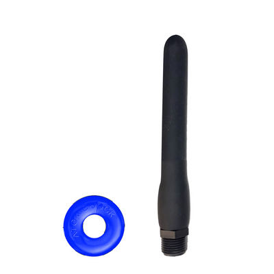 Image of Oxballs Oxshot - 6 Shower Hose Butt-Nozzle and Flex Cockring - Black / Blue