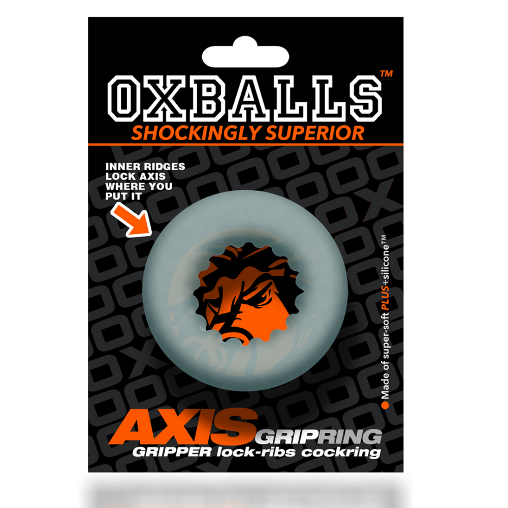 Oxballs Axis - Inner Ribbed Griphold Cockring - Clear Ice