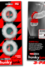 Hunkyjunk Super Huj - 3-pack Stretchy Cockrings - Clear Ice