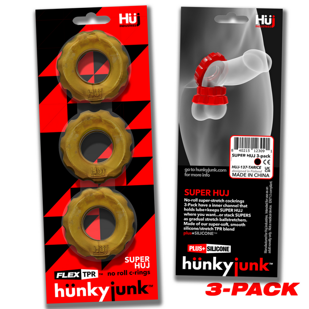 Hunkyjunk Super Huj - 3-pack Stretchy Cockrings - Bronze Metallic