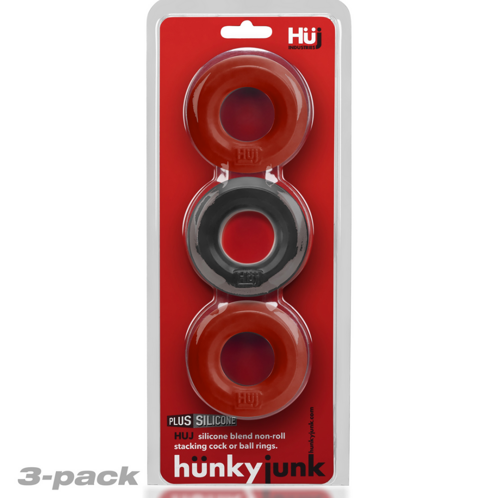 Hunkyjunk Huj3 - Cockring 3-pack - Cherry Ice / Tar Ice