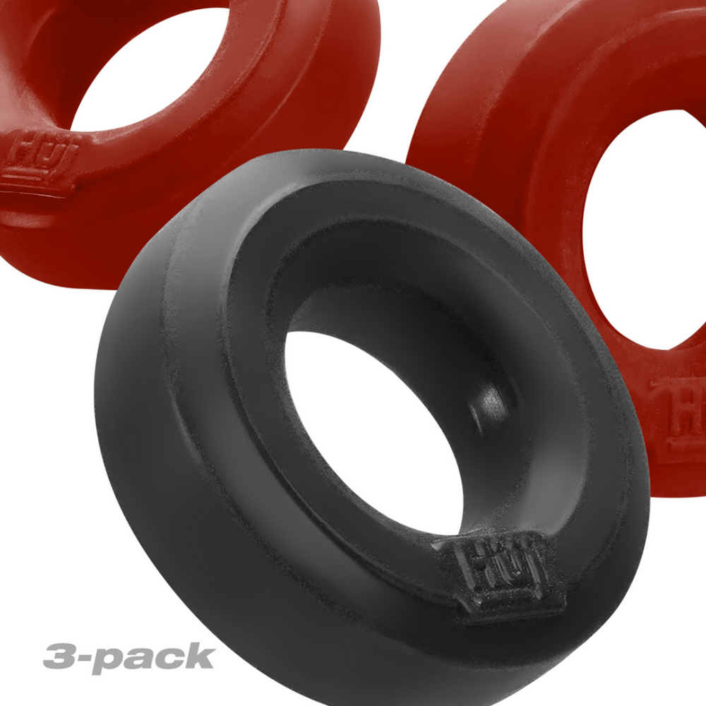 Hunkyjunk Huj3 - Cockring 3-pack - Cherry Ice / Tar Ice