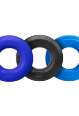 Hunkyjunk Huj3 - Cockring 3-pack - Tar / Cobalt / Aqua