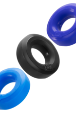 Hunkyjunk Huj3 - Cockring 3-pack - Tar / Cobalt / Aqua