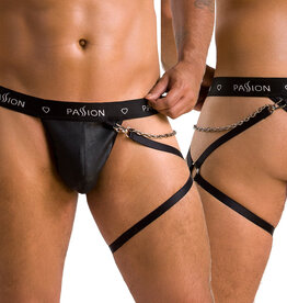 * PASSION MENSWEAR Zwarte Heren string met been harnas, PA058