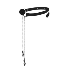 Ouch! by Shots Ballgag met tepelklemmen