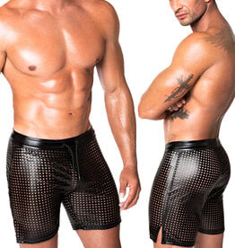 * NOIR handmade Wetlook Heren short met veter, H077