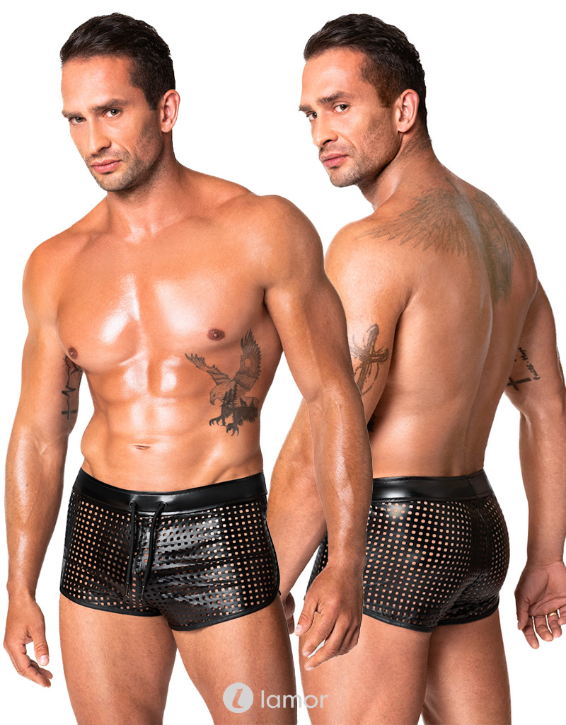 * NOIR handmade Wetlook Heren short kort van Noir Handmade Chaos Collection