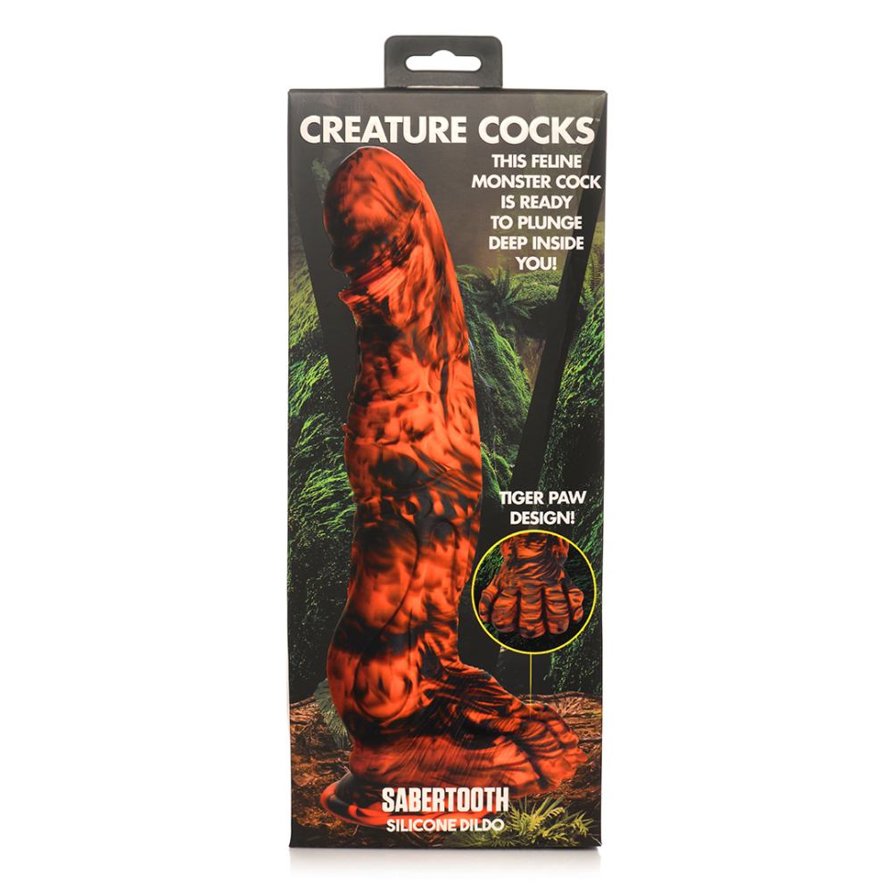 XR Brands Sabretooth - Silicone Dildo - Orange/Black