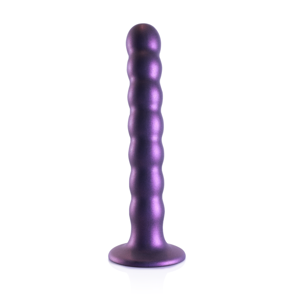 Ouch! by Shots Beaded Silicone G-Spot Dildo - 6.5'' / 16,5 cm - Metallic Purple