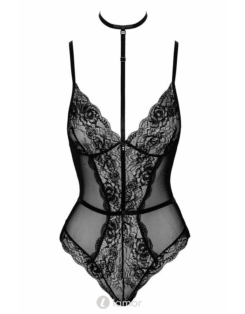 * KISSABLE VAN NOIR HANDMADE Zwarte kanten stringbody Kiss248 van het merk Kissable