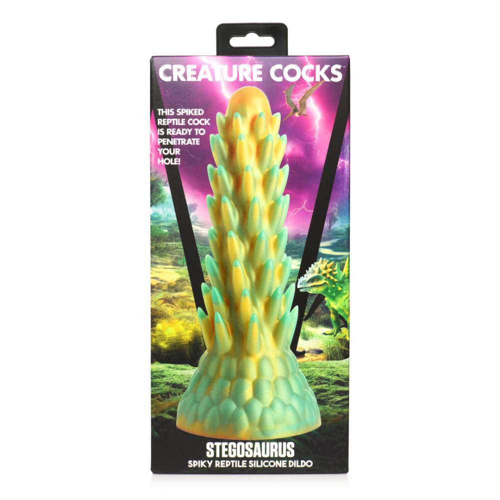 XR Brands Stegosaurus - Stekelige Reptiel Silicone Dildo - Groen