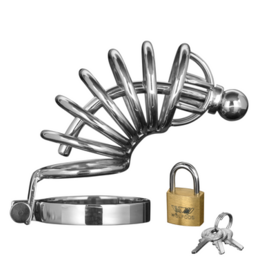 XR Brands Asylum - Chastity Cage met 6 Ringen - M/L