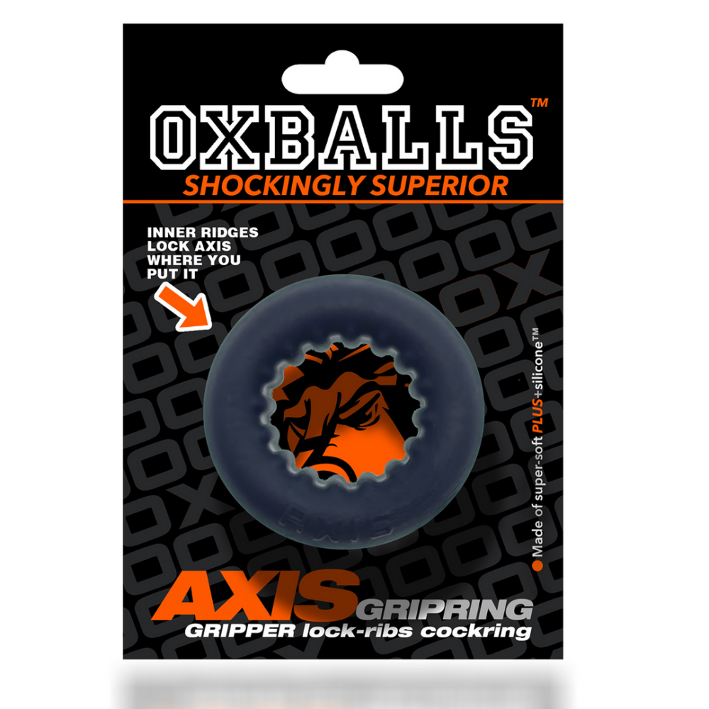 Oxballs Axis - Inner Ribbed Griphold Cockring - Black Ice