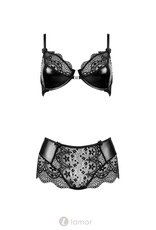 * BEAUTYNIGHT Sexy zwart 2-delige lingerie set kant en een glanzende stof
